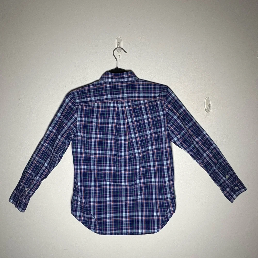 Ralph Lauren Boys Blue Plaid Button Up Shirt Size M 10-12